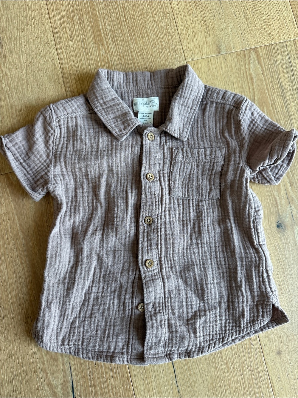 Little Planet Organic Mauve Short-Sleeve Button-Down Shirt for Kids